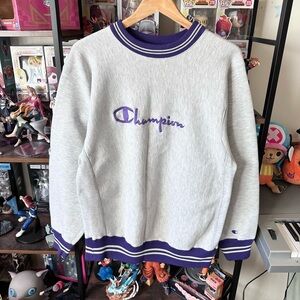 Vintage Champion Reverse Weave Crewneck Made In USA Men’s XL Grey Purple